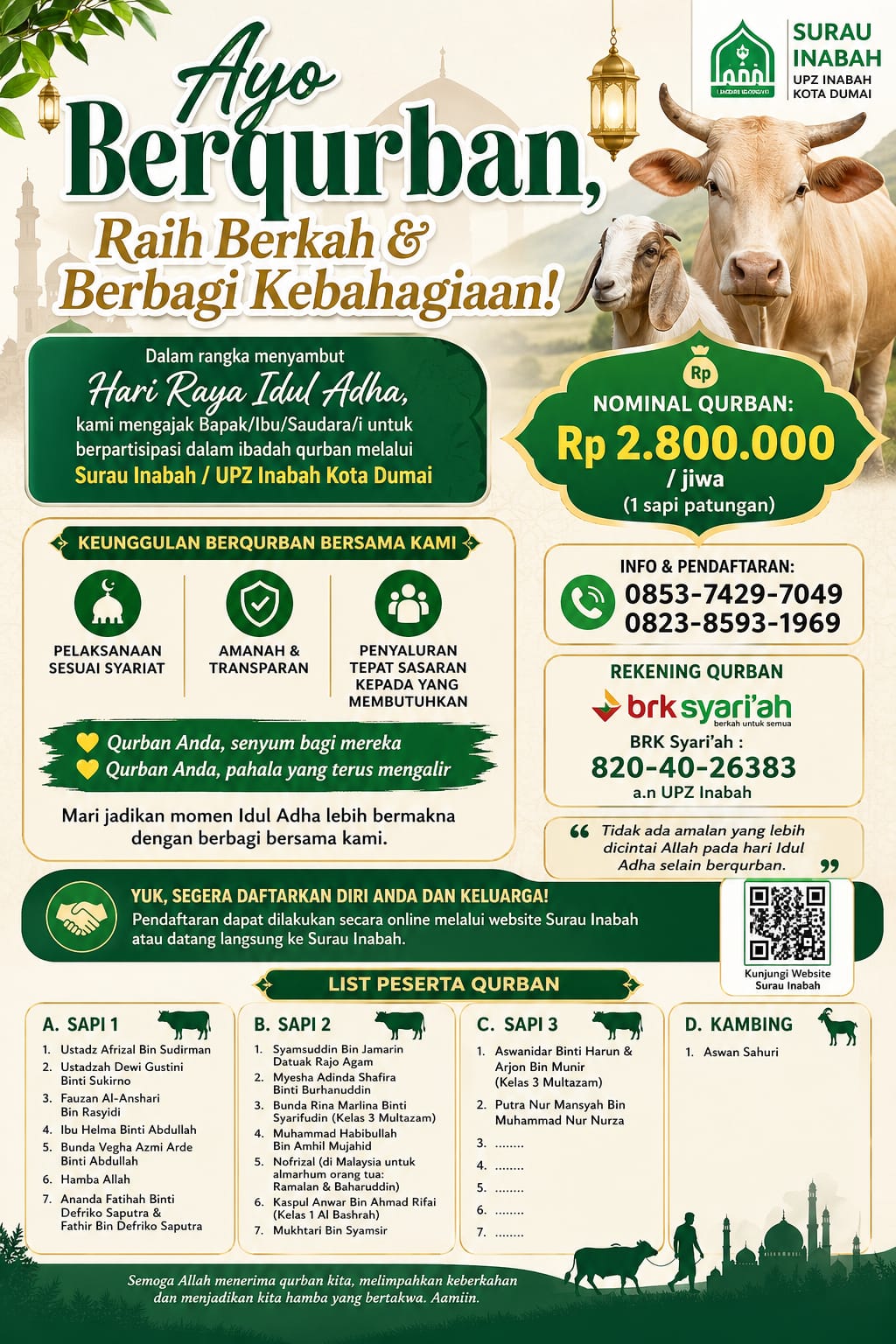 Qurban Berkah di Surau Inabah